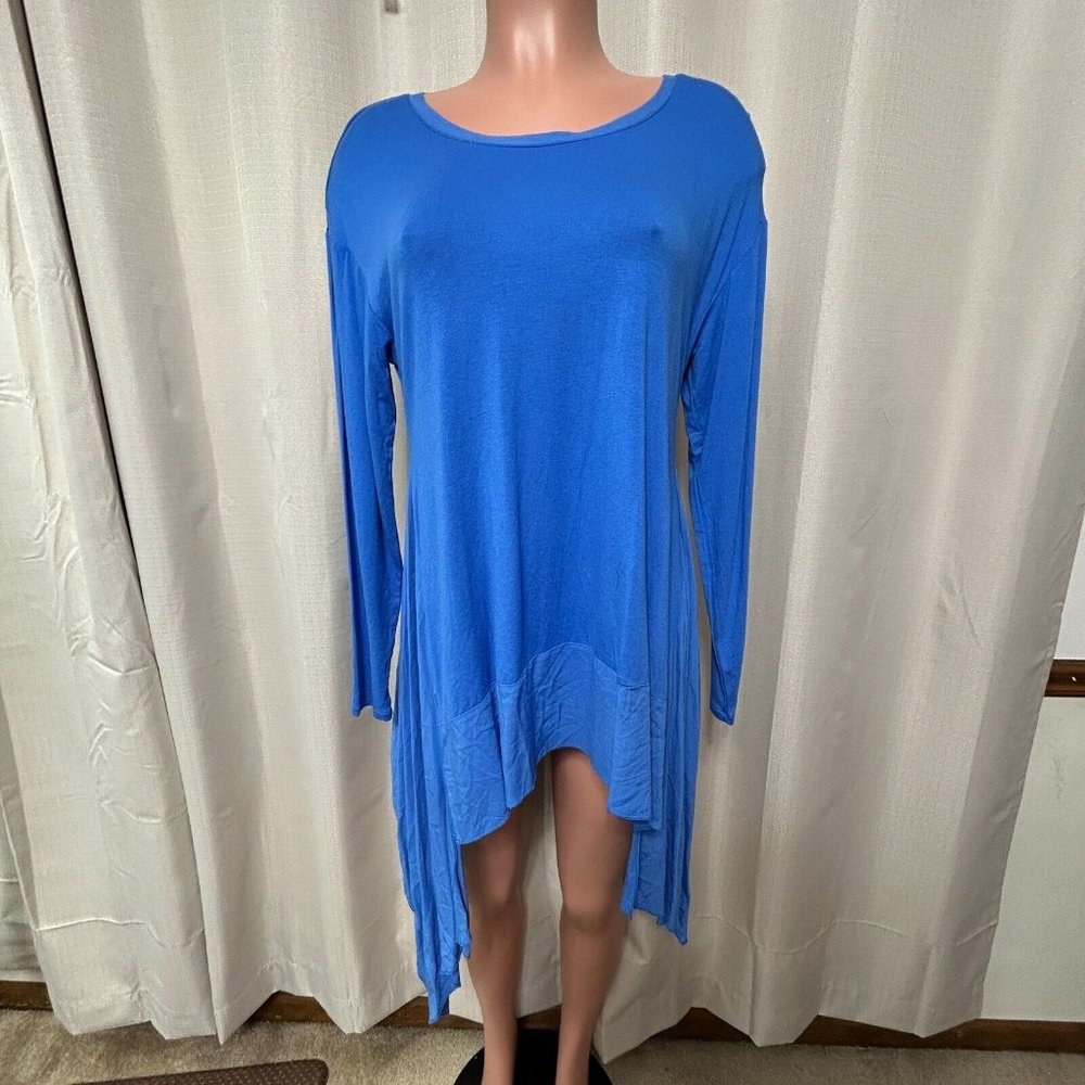 Soft Surroundings Asymmetrical Side Hem Pullover Tunic Women's Size Small Blue